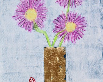 Original Painting Purple Erigon Floral