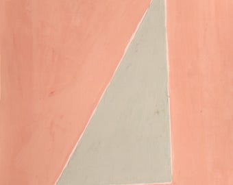 Mint Green Right Triangle on Peach Background Minimalist Original Painting