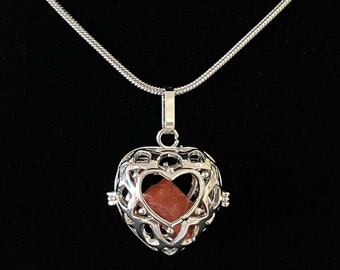Golden Gate Bridge Steel Heart Locket: Art Deco Anniversary Pendant