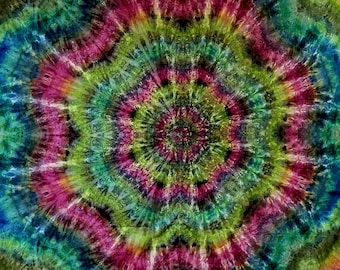 100% Cotton.  Hand dyed tie dye shower curtain.  (#148)