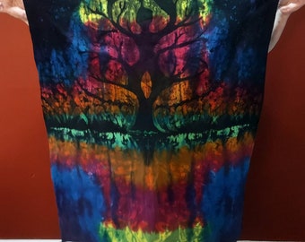 Hand dyed and batik Goddess Tree tapestry(#47)