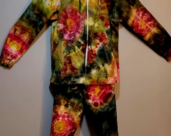 XL Custom dyed zip hoodie and jogger set(#31)