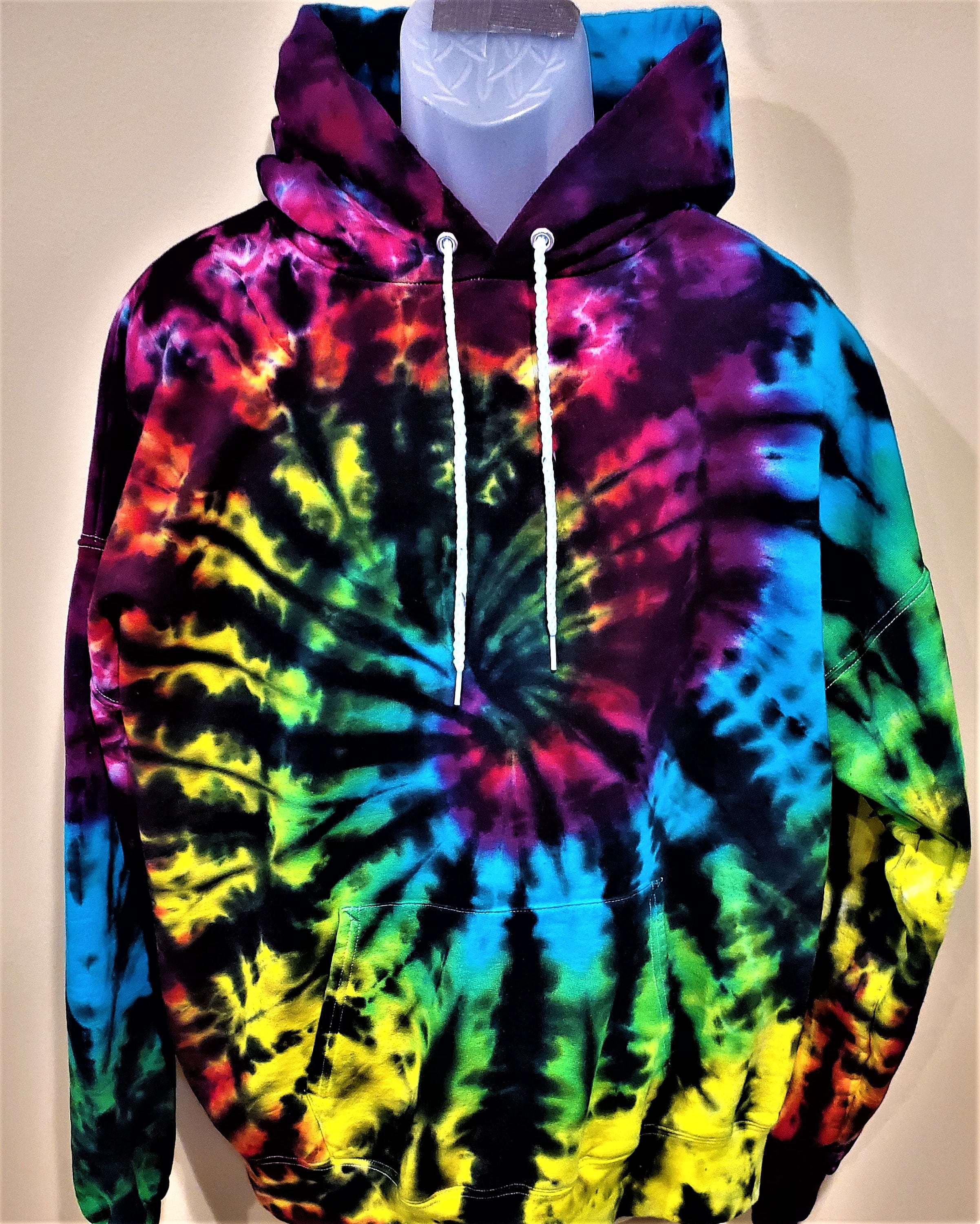 Black rainbow tie dye hoodie hotsell