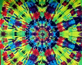 100% Cotton Hand dyed Tie dye tapestry.  58 x 58 inches.  (#161)