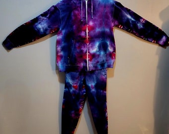 Large Custom dyed zip hoodie and jogger set(#35)