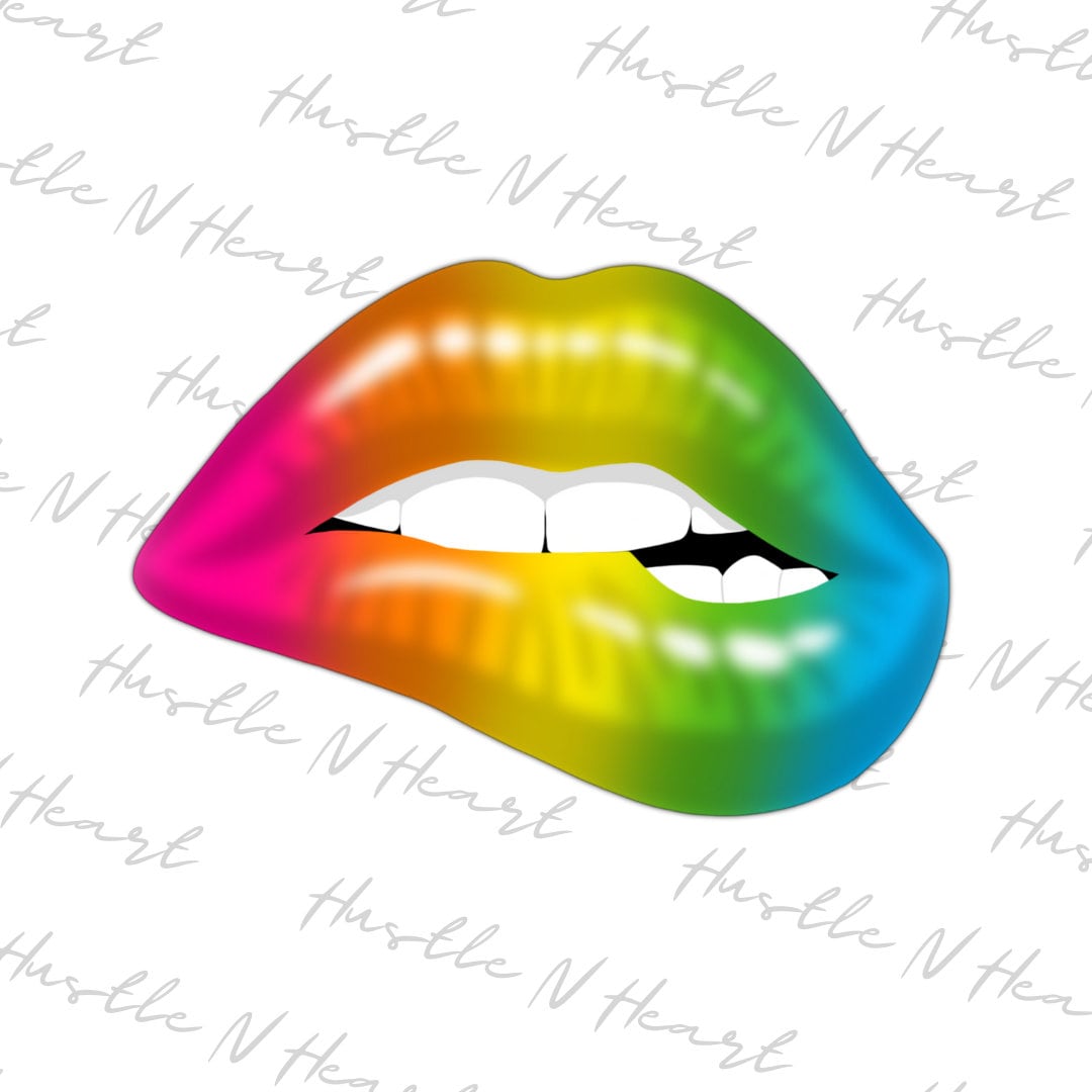 Neon Rainbow Lips PNG Digital Download Print and Cut Etsy