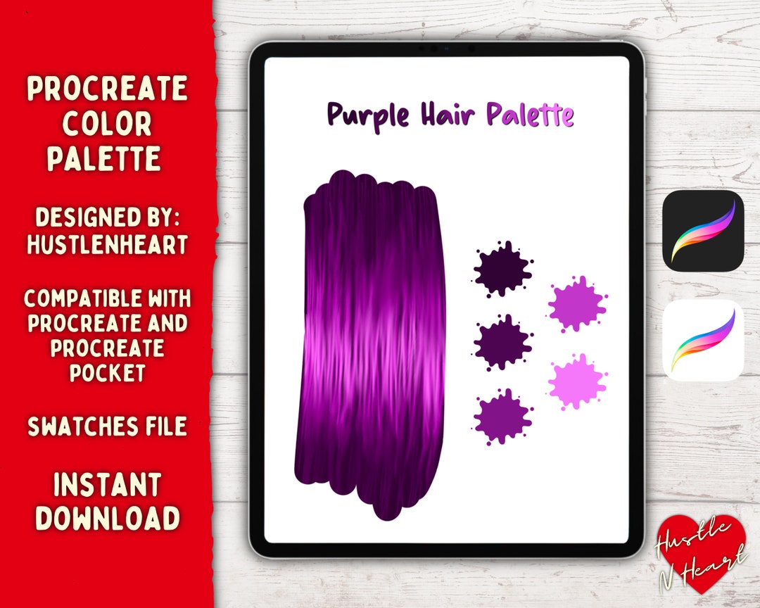 Purple Hair PROCREATE COLOR PALETTE Color Swatches, iPad Lettering