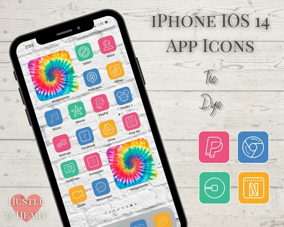 IPhone IOS 14 App Icons Tie Dye 53 Pack - Etsy Sweden