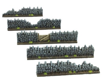 WWG Murs Fantasy de Résine Endommagés (Set de 5, 10 ou 20) - Wargaming Jeu Terrain Paysage Clôture Diorama Miniature Maquette Bolt Action