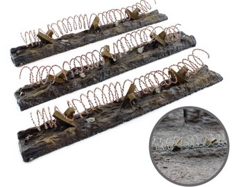 Barbed Wire Defensive Position 20–28mm Wargaming Terrain | Tabletop Battlefield Scenery | Pre-Painted or Unpainted Miniature Defence