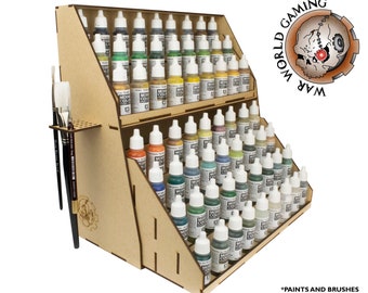 64 Pots Wooden Craft Paint Rack Miniatures Organizer Brush Paint Holder for  DIY Art Painting Spraying