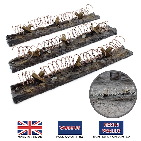 Barbed Wire Defensive Position – 20-28mm Wargaming Tabletop Terrain Scenery Miniatures