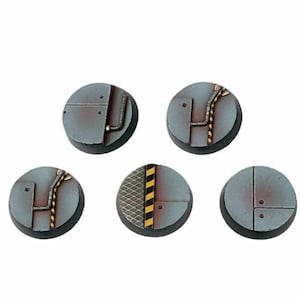 War World Gaming Industry of War Sci-Fi Industrial Round Bases x 5 (25mm) – 28mm Wargaming Terrain Model Diorama