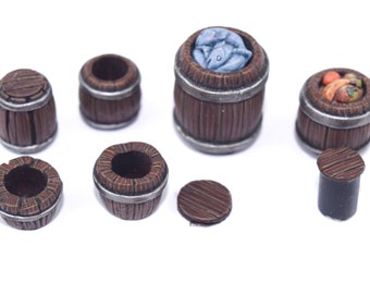 WWG Fantasy Village Set of Barrels – 28mm Medieval Wargaming Terrain Model Scenery