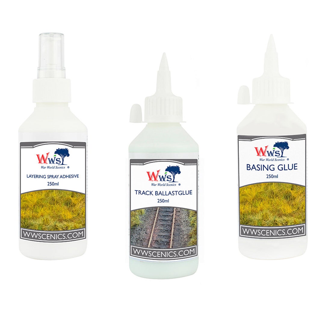 Model Train Adhesive WWS Diorama Glue Set 3 X 250ml for Model Railway Landscape Static Grass ...