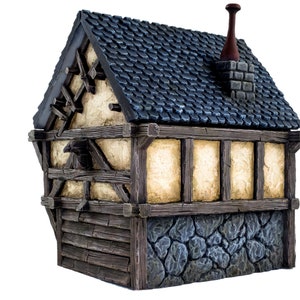 Fantasy Village Set of 4 Houses for 28mm Medieval Wargaming Wargame Terrain Model Scenery RPG Tabletop Figure Miniature House Building image 4