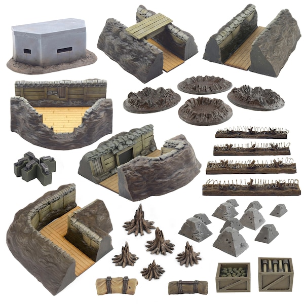 World at War Full Trench System Battlefield Set – 28mm WW1 Wargame Terrain Scenery Western Front Battlefield Military Diorama