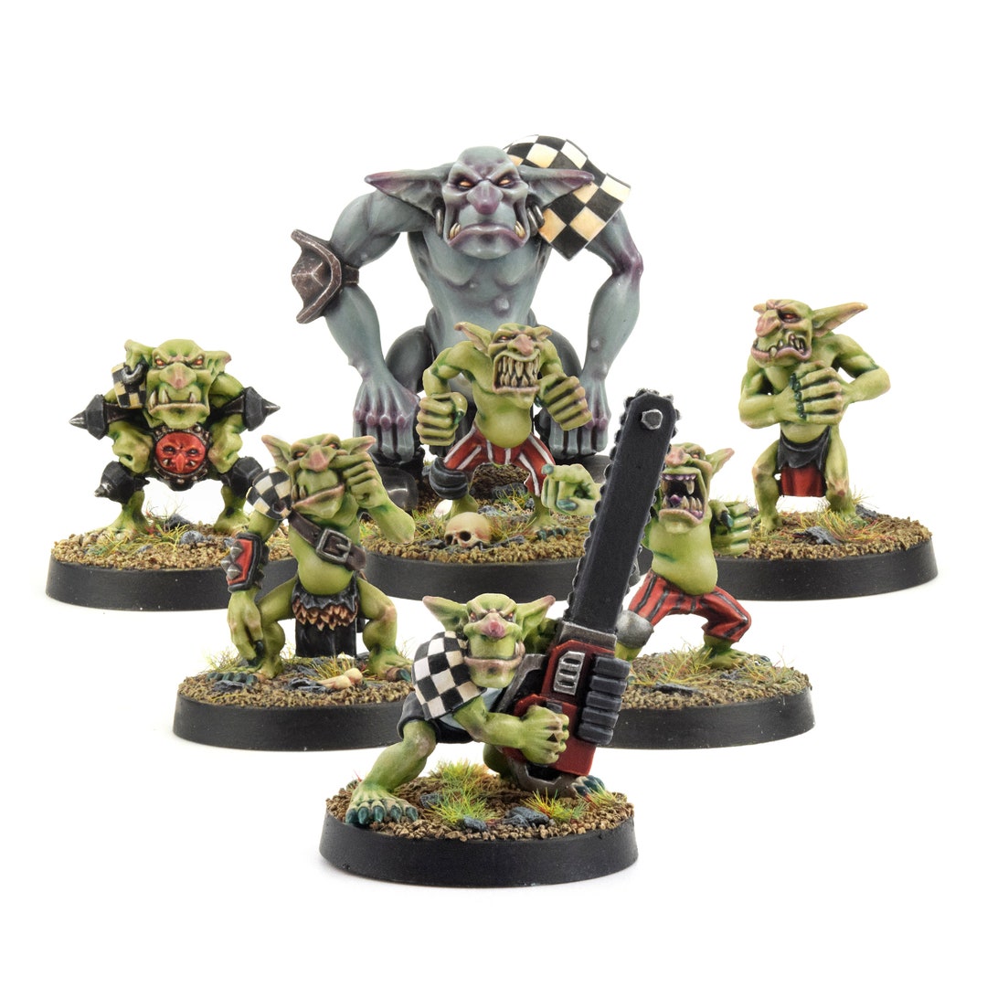 Goblin Gang Miniature Set: Troll, Chainsaw Goblin, 28mm Wargaming Figures  - Main Image