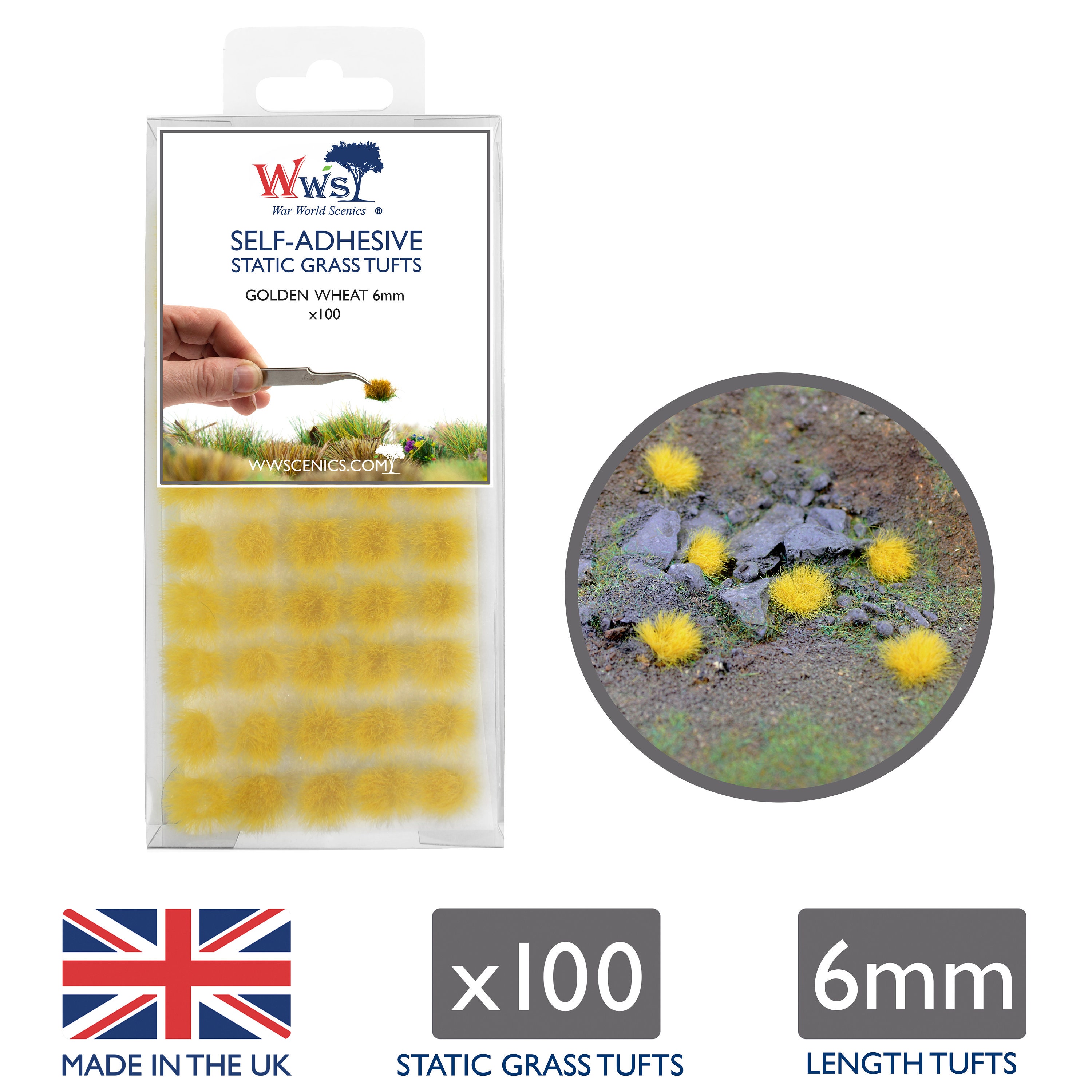 WWS 100x Ciuffi Erba Statica Autoadesivi 10mm Diversi Colori -Wargame Modellismo