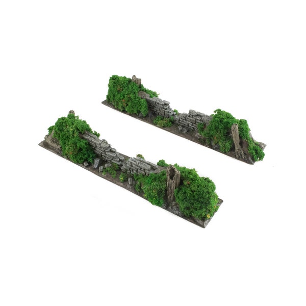 War World Gaming Battle Bocage Damaged Wall Sections x 2 – 28mm WW2 Wargaming Terrain Model Diorama Scenery