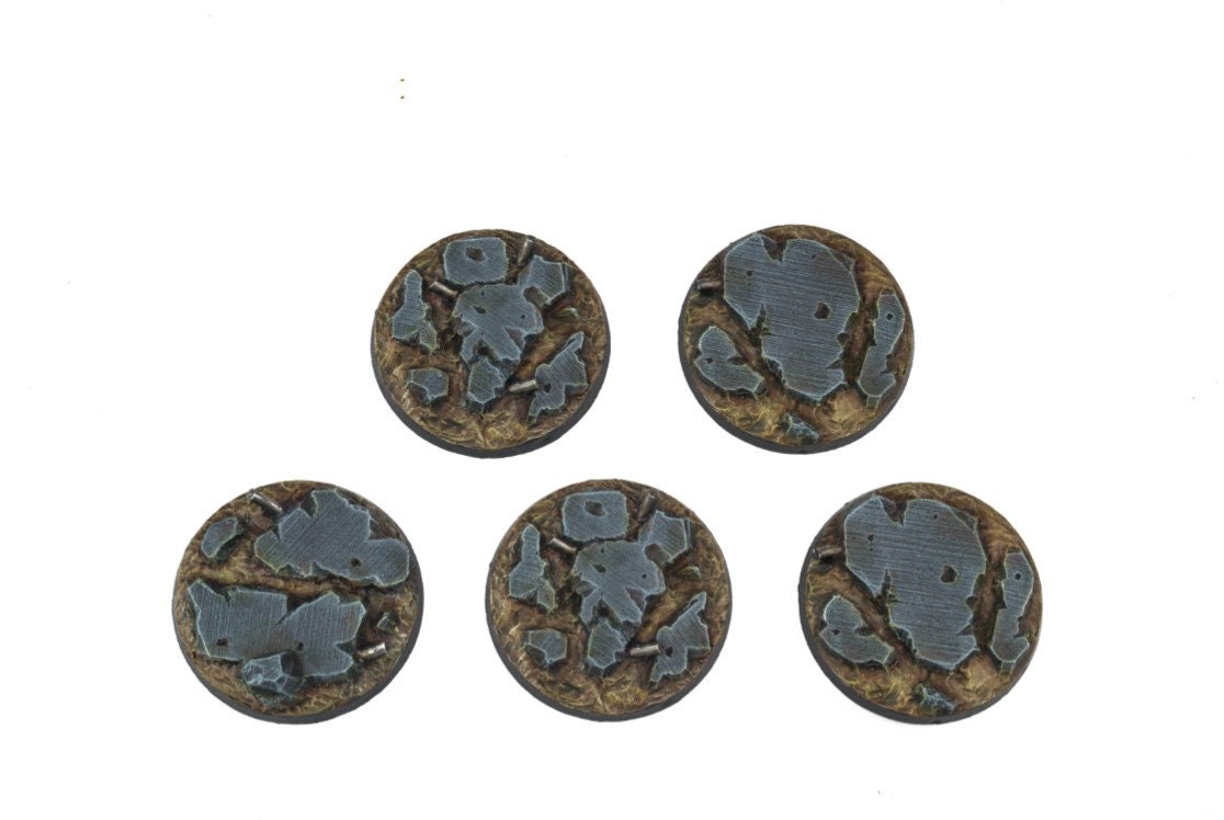 WWG War Torn City - Rubble Round Bases x 5 (40mm)  Scenery 40K Necromunda Terrain