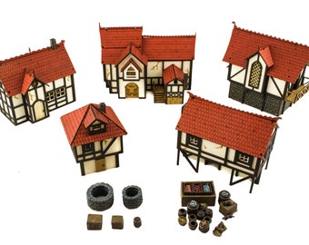 Miniature Houses-15mm Unpainted Models-Medieval Style Village-Gaming-Garden-NEW 