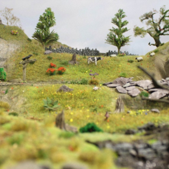 Static Grass basing scenery miniatures wargames railway Miniature bushes Model 