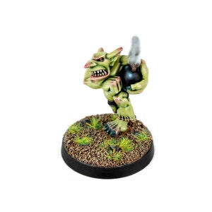 Bomber Goblin Miniature: Gutrot Greenskins Star Player, 28mm Resin Figure