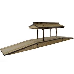 Modellbahn-Bahnsteig Mit Vordach & Rampe – Für Spur 00/H0, Aus MDF, 42,7 Cm Breit