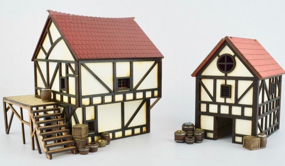 洋書 Medieval Domesticity Medieval Cottage and Townhouse Set (painted/unpainted) With