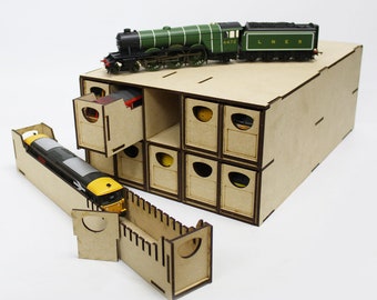Loco-opbergdoos, spoor N – MDF-modelbaan met 10 lades (Made in UK)