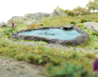 Resin Duck Pond: OO/HO Gauge Model Railway Diorama (Unpainted)