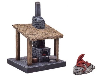 War World Gaming Fantasy Village Blacksmiths Forge – 28mm Wargaming Terrain Model Scenery