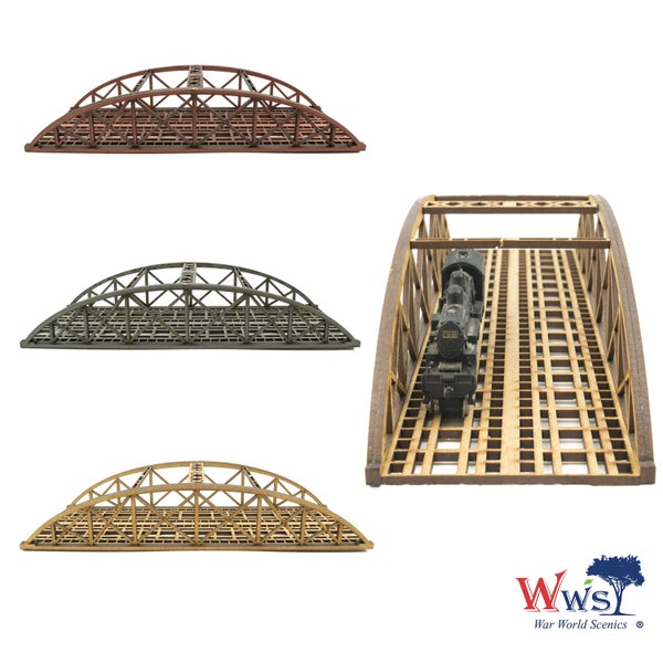 WWS Double Track N-Gauge MDF Bowstring Bridge 200mm (Choose Colour) – Railway Modelling Scale Railroad Model Diorama Rail Layout Landscape
