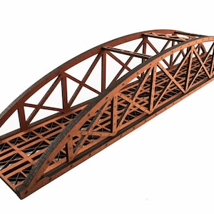 Single Track Hi-Detail Red Bowstring Bridge 560mm – OO/HO Model Railway