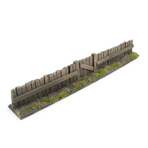 Wooden Fence with Gate – 20mm 28mm – Terrain Scenery Landscape Miniatures