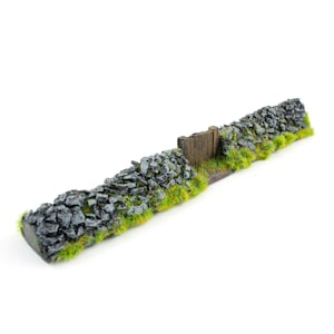 Rubble Stone Wall & Gate - 20mm 28mm - Wargaming Tabletop Terrain Scenery Landscape Miniatures