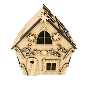 Houten peperkoekhuisje kerstpakket | Art Craft MDF DecoratieFamily Kids DIY-activiteit Leuk Seizoensgebonden Winter Home Decor Herinneringen