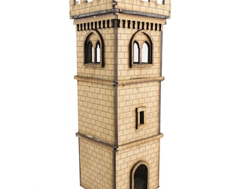 WWG Medieval Town Watchtower Outpost with Battlements – 28mm Fantasy Wargame Terrain Model Diorama