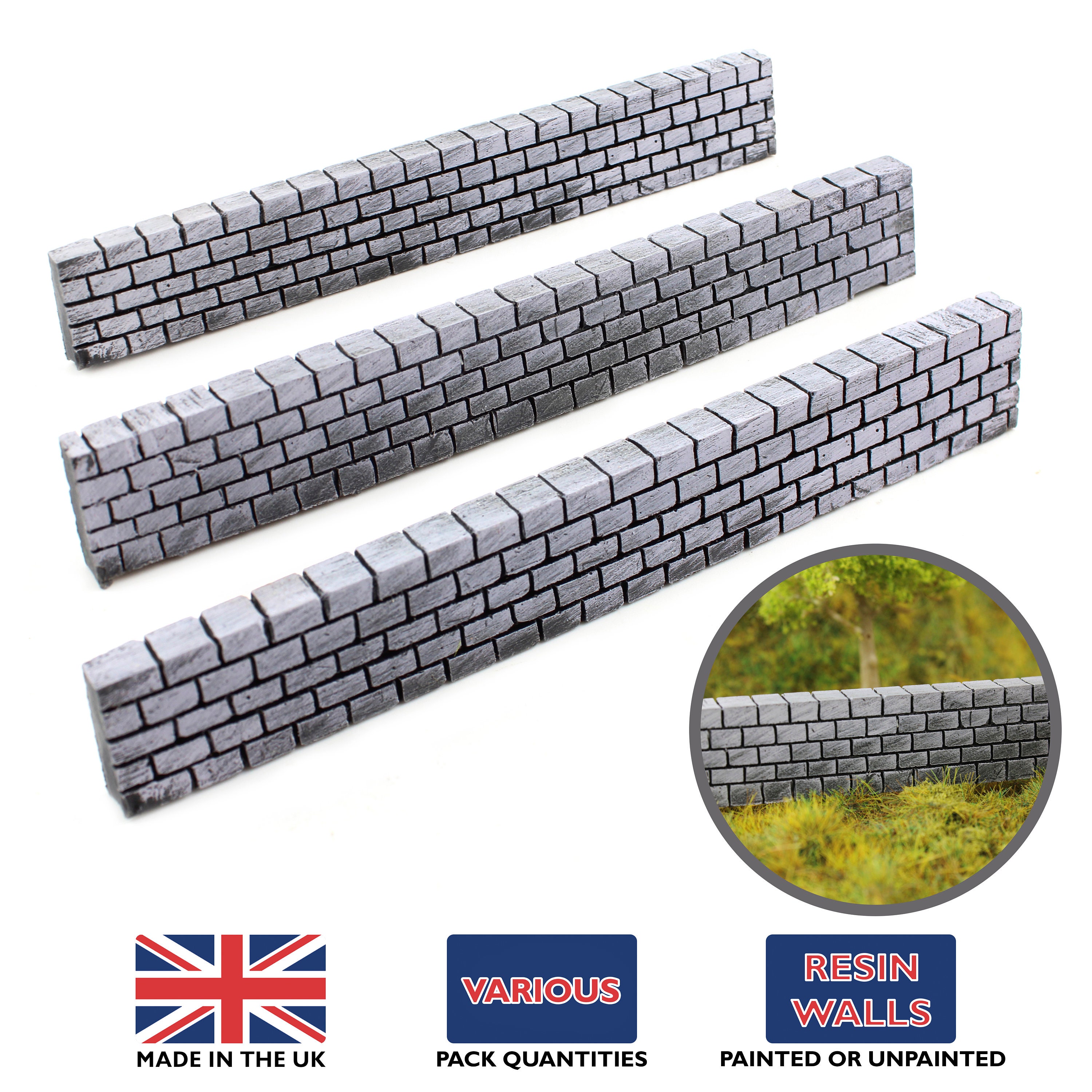 WWG Block Wall (Pre-Painted/Unpainted, Choose Quantity) – 20mm - 28mm Wargaming Tabletop Terrain Scenery Landscape Model Miniatures Diorama