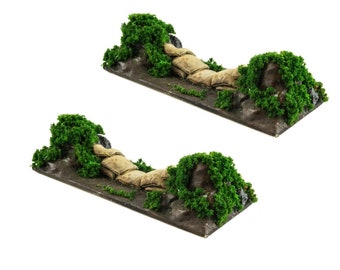 War World Gaming Battle Bocage Sandbag Defensive Positions x 2 – 28mm WW2 Wargaming Terrain Model Diorama Scenery
