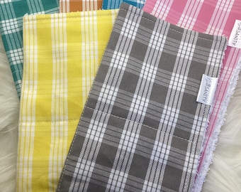 Handmade Palaka Dish Cloth, Reusable Terry Cloth Unpaper Towel, Hawaii Plaid Kitchen Washcloth, Eco Friendly Dishcloth 9.5x9.5