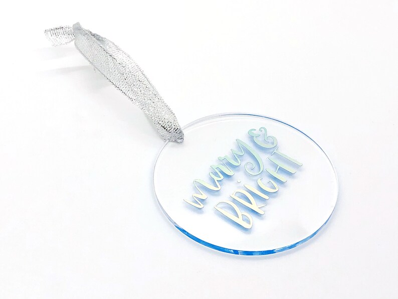 Teacher Boss Holiday Gift for Mom White or Holographic Christmas Ornament Coworker Girlfriend Friend Dad