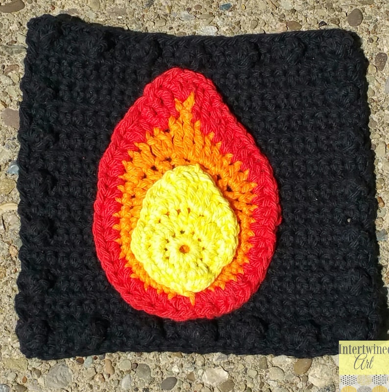 Crochet PATTERN Fire / Flame Applique Granny Square PATTERN Etsy Canada
