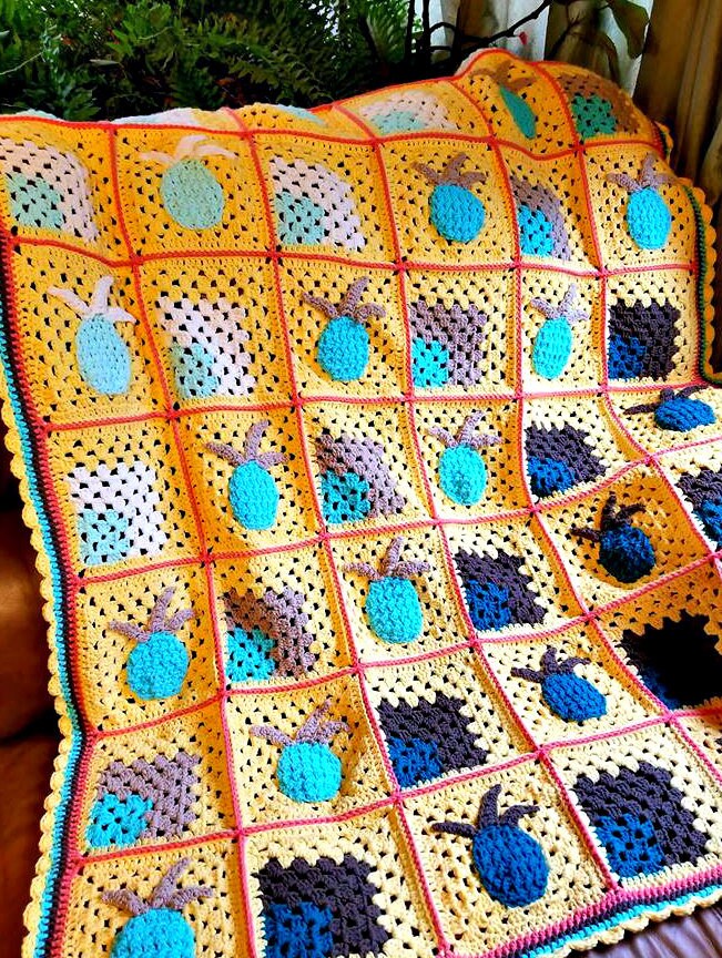 Crochet Ombre Pineapple Blanket PATTERN Pineapple Granny Etsy