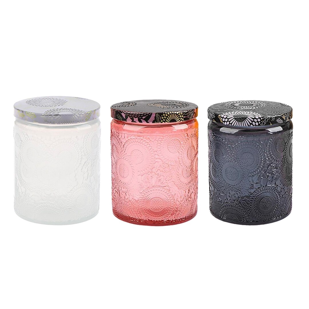 Empty Glass Cylinder Candle Jar W/ Glass Lid, Mouth Glass Candle Jars