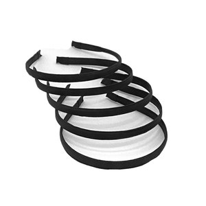 Plain Black Cloth Headbands for Women Men , 10 mm Basic Black Fabric Non Slip Hair Bands, Blank Black Hoop DIY Craft Hairbands