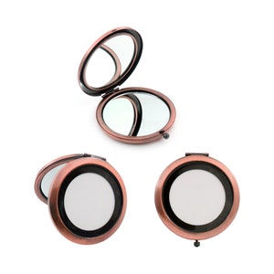Specchietto tascabile Specchi compatti Specchi vuoti bifacciali Specchi compatti per ricamo a mano Fai da te Specchio rotondo in argento per regalo personalizzato