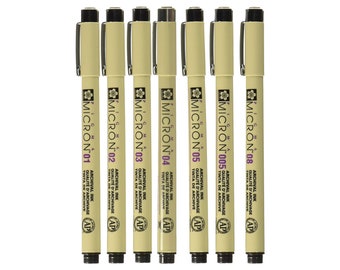 Sakura Pigma Micron Fine-liner Ink Pen Black Ink, Assorted Tip Sizes 0.25-0.5mm