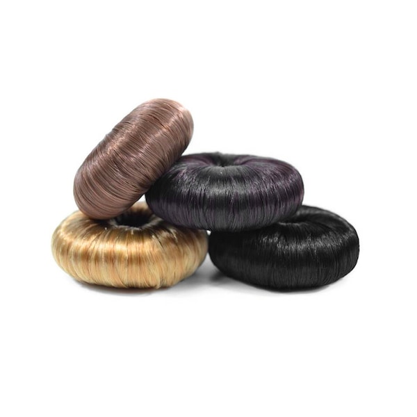 Synthetic hair bun maker, Bun Maker Donut Hair Ring, Doughnut Hair Bun 5 Colors Hair Accessories, black, Blonde, Brown Hair Styling Tools